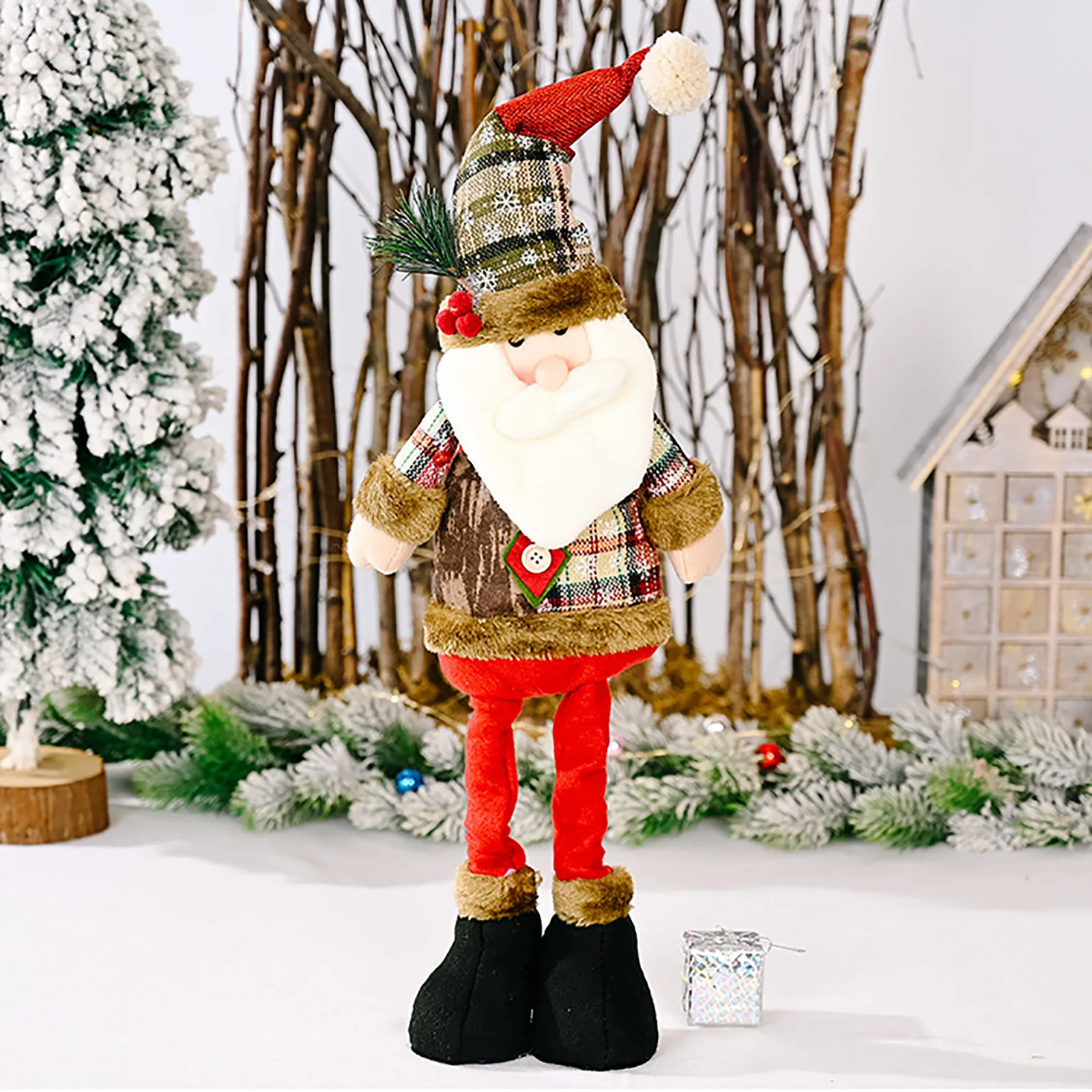 عيد الميلاد الرجعية ندفة الثلج منقوشة النسيج تمتد موس دمية عطلة احتفالية ديكور المنزل زخرفة فريدة من نوعها عيد الميلاد ديكور هدية حلية