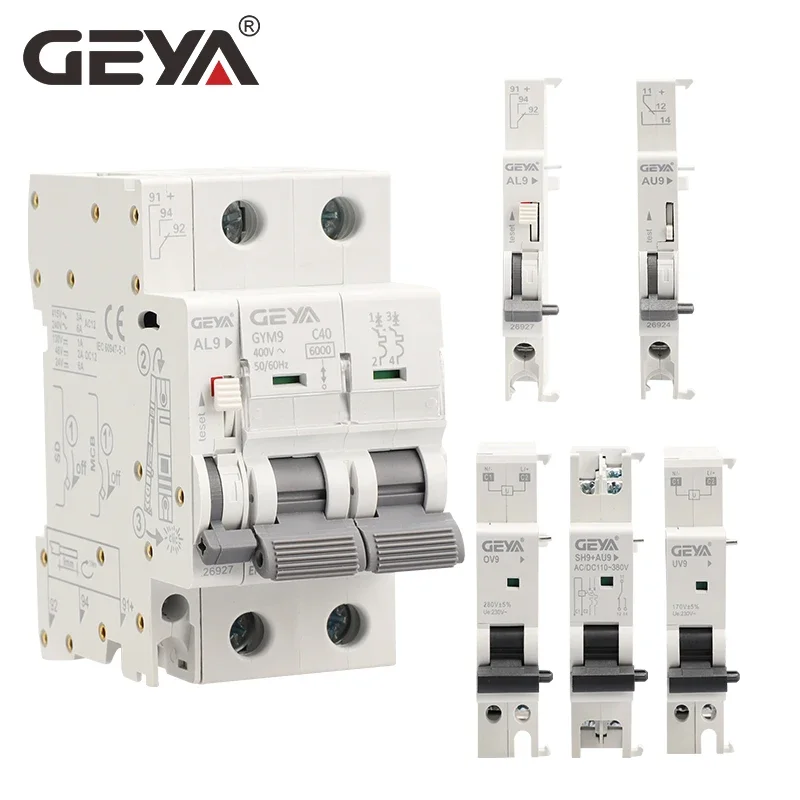 GEYA GYM9 1A-63A Circuit Breaker Auxiliary Contact Alarm Contact Shunt ReleaseTripping Device Over-Under Voltage Tripping Device