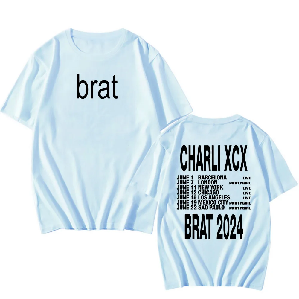 Charli Xcx Brat 2024 t-shirty Album Retro męski/damski Streetwear Casual bawełniana letnia koszulka Unisex koszulka z krótkim rękawem koszulki w