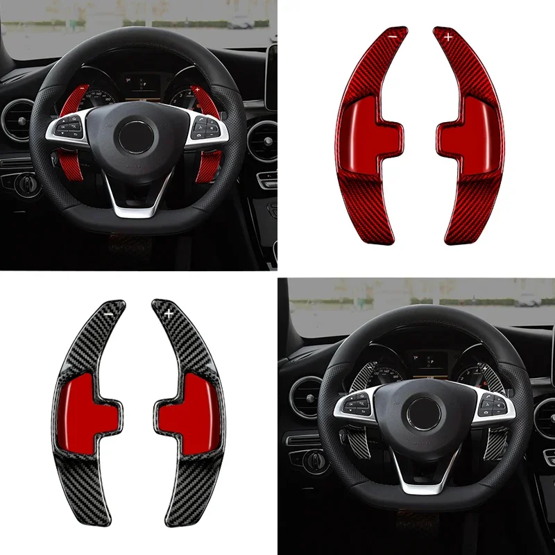 Forged carbon fiber Automotive Interior Steering wheel Shift paddles Gear plate For BENZ C180L C200L C260L GLC GLE S CLA E Cals