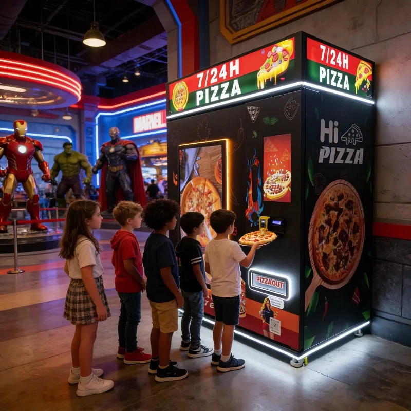 Custom Pizza Vending Machine Supports QR Code and Token Payment, Touch Screen 24-hour Operation Hot Food Vending Machine
