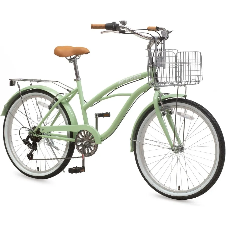 دراجة كروزر للشاطئ للسيدات مقاس 24 26 بوصة، سرعة واحدة و7 سرعات للبالغين، دراجة هجينة للركاب للاسترخاء على الشاطئ #1