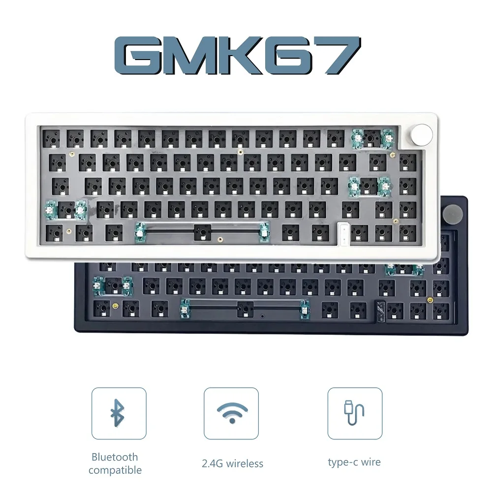 

GMK67 Customized Gaming Mechanical Keyboard 3 mode Bluetooth 2.4G Wireless Hot-swappable RGB Backlit Gasket Structure Keyboard