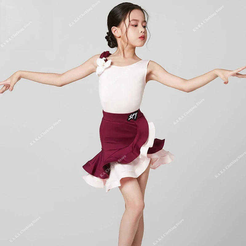Cha Cha Tango Rumba latynoska sukienka do tańca dla dziewczynek trenuje sambę salsę tańcząca ubrania dla dzieci konkurs sukienki balowe kostium