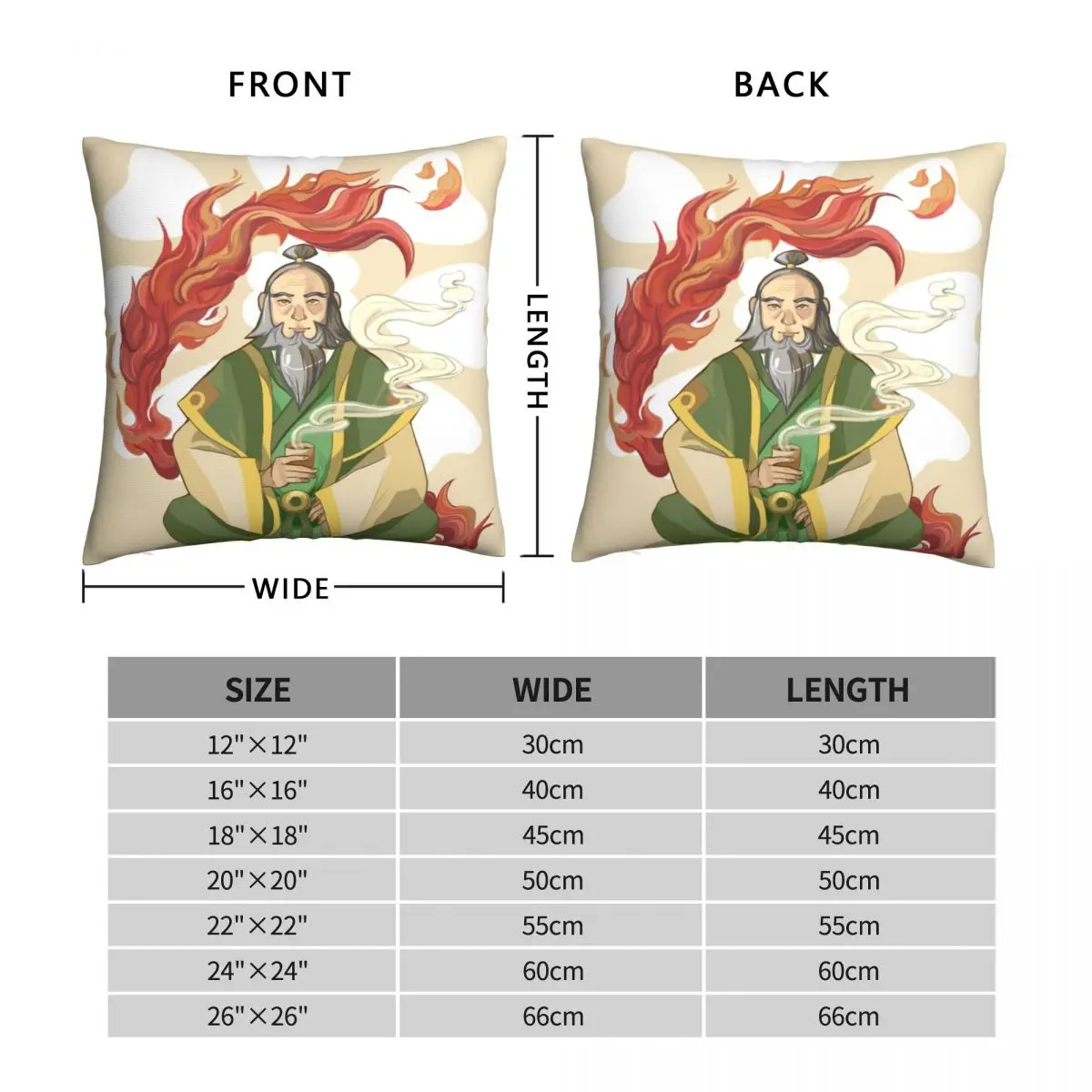 Iroh Dragon Of The West Square Pillowcase Polyester Linen Velvet Printed Zip Decor Bed Cushion Case