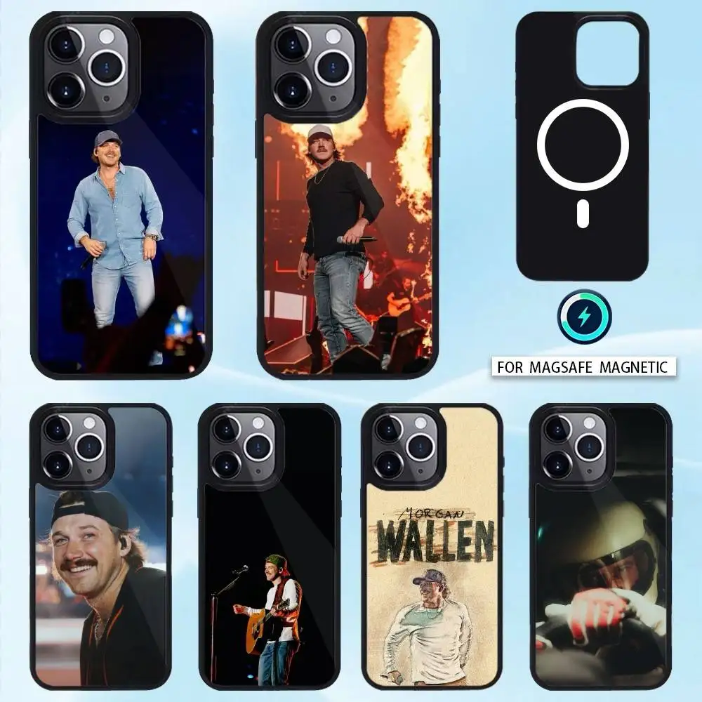 

Чехол для телефона M-Morgan W-Wallen в стиле кантри-музыки, магнитный, для iPhone 17, 16, 15, 14, 13, 12 Pro Max, с поддержкой беспроводной зарядки MagSafe