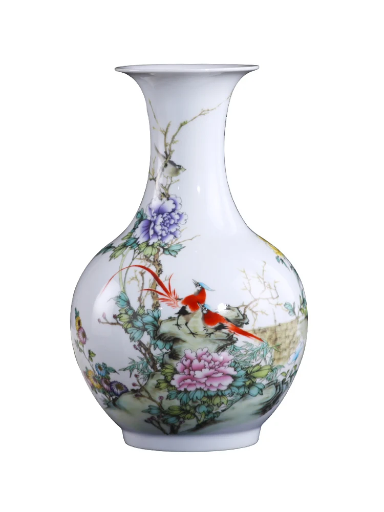 Ceramic Vase Decoration Living Room Flower Arrangement Pastel Porcelain Bottle Chinese Household TV Cabinet Decoration Crafts