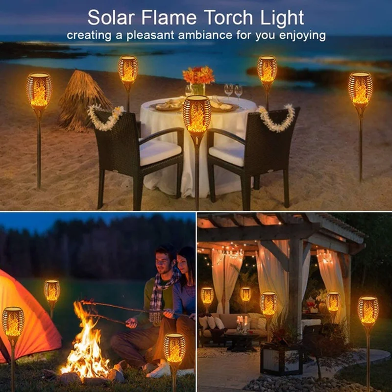 Solar LED Light Simulate Flame Lamps Outdoor Solar Landscape Light Lawn Light Garden Decoration Light 1/2/4 PACK 96LED