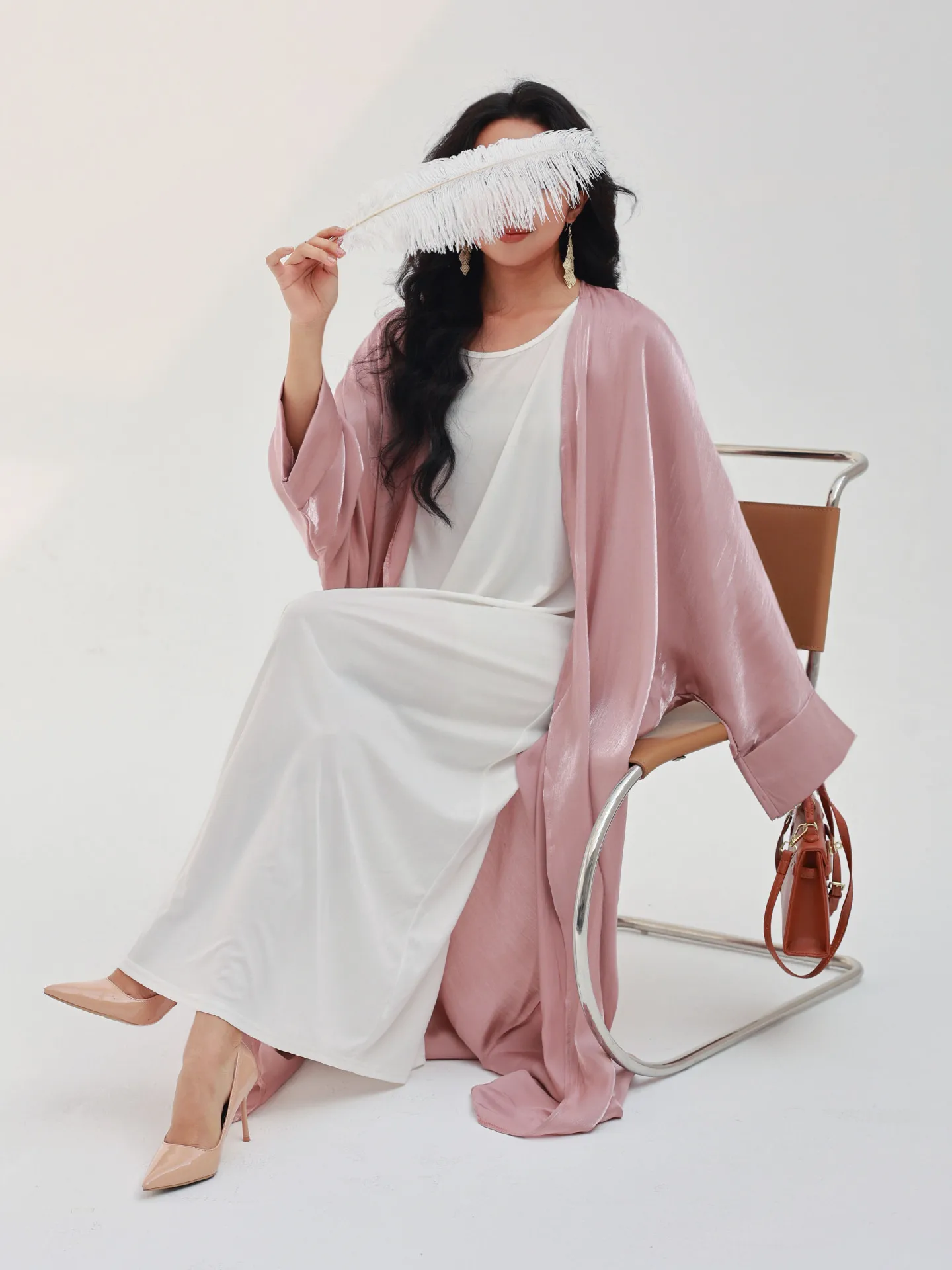 Offener Abaya-Kimono für Frauen, langes Kleid, Strickjacke, muslimisches Dubai, arabisches Sommerparty, Ramadan-Kaftan-Kleid, Jalabiya, islamische Kleidung