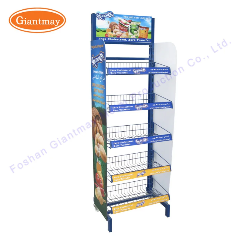 custom.Snack Food Retail Store 5 Layers Wire Basket Potato Chips Metal Display Rack