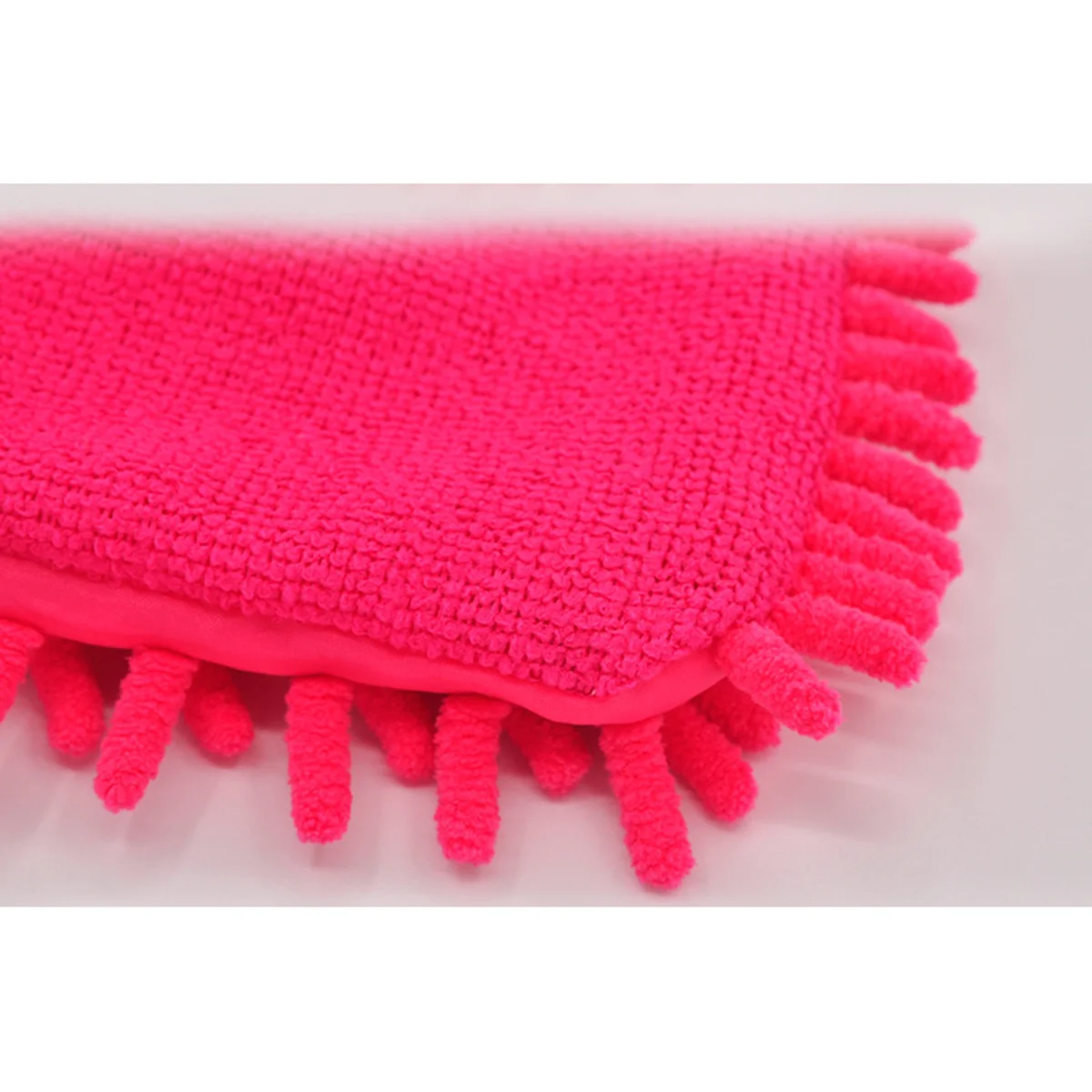 Scratch-Free Car Wash Mitt Premium Chenille Microfiber Single Sided Ultra-soft Wash Glove for Car SUV Truck (Rose Red)