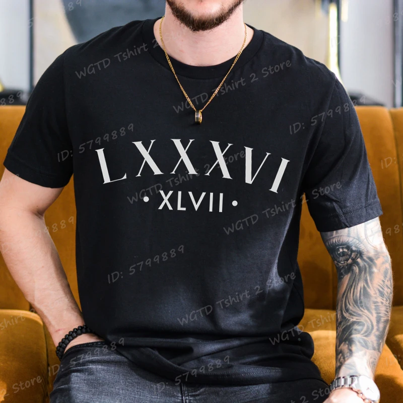 

Roman Numerals LXXXVI XLVII 8647 Graphic Print T-shirts Fashion Short Sleeve Casual Tops Funny 8647 Tshirt Men's Clothing