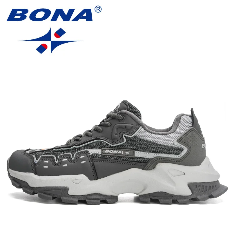 BONA-Zapatillas deportivas de cuero para hombre, calzado deportivo para correr, caminar y trotar, novedad de 2023