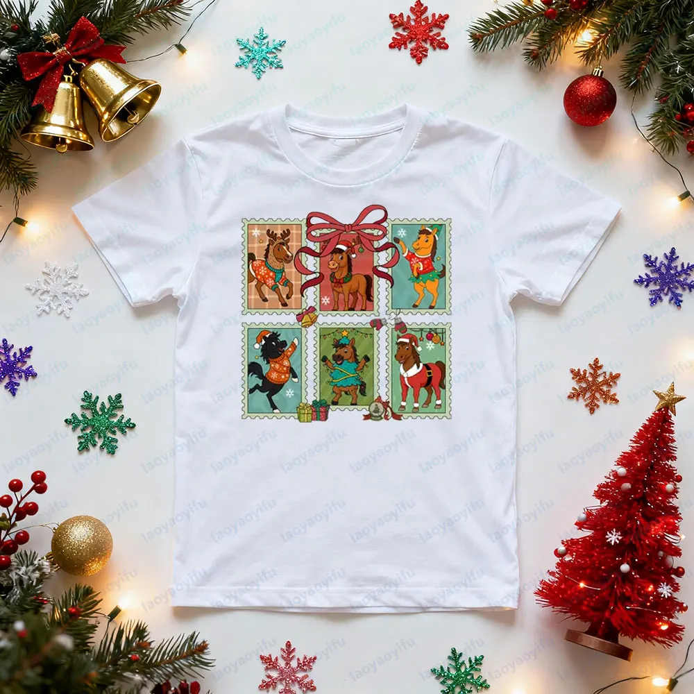 

Рождественская рубашка Horse Lover, футболка Merry Horsemas, рождественская футболка с изображением лошади, рождественская футболка с животными, мужские и женские модные повседневные топы