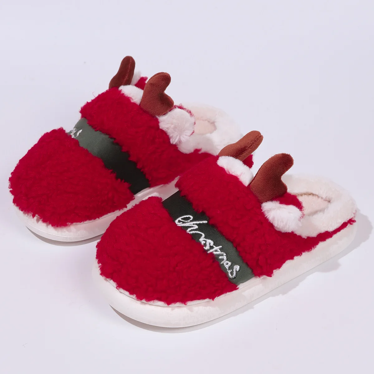 New 2023 Thick Sole Christmas Deer Slippers Women Men Indoor Warm Slipper Soft Plush Home Floor Lovers Winter Platform Shoes