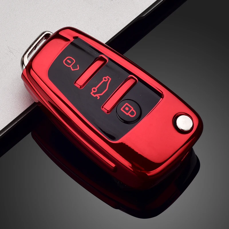 TPU Autoschlüssel-Schutzhülle für Audi A1 A3 A4 A5 A6 A7 Q3 Q5 S6 B6 B7 B8 C6 8P 8V 8L TT RS Schlüsselanhänger-Schutz