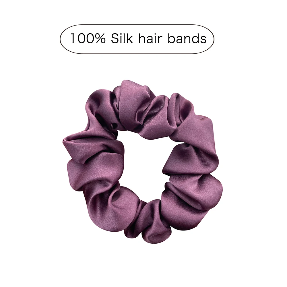 

100% Pure Silk Skinnies 3.5cm Scrunchie Set Hair Bow Ties Ropes Bands Skinny Scrunchy Elastics Ponytail Holders For Women Girls