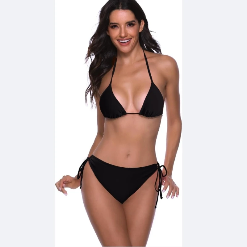 Women String Bikini Set Halter Side Tie Two Piece Swimsuit Triangle Bathing Suits.Very soft and quick-drying.
