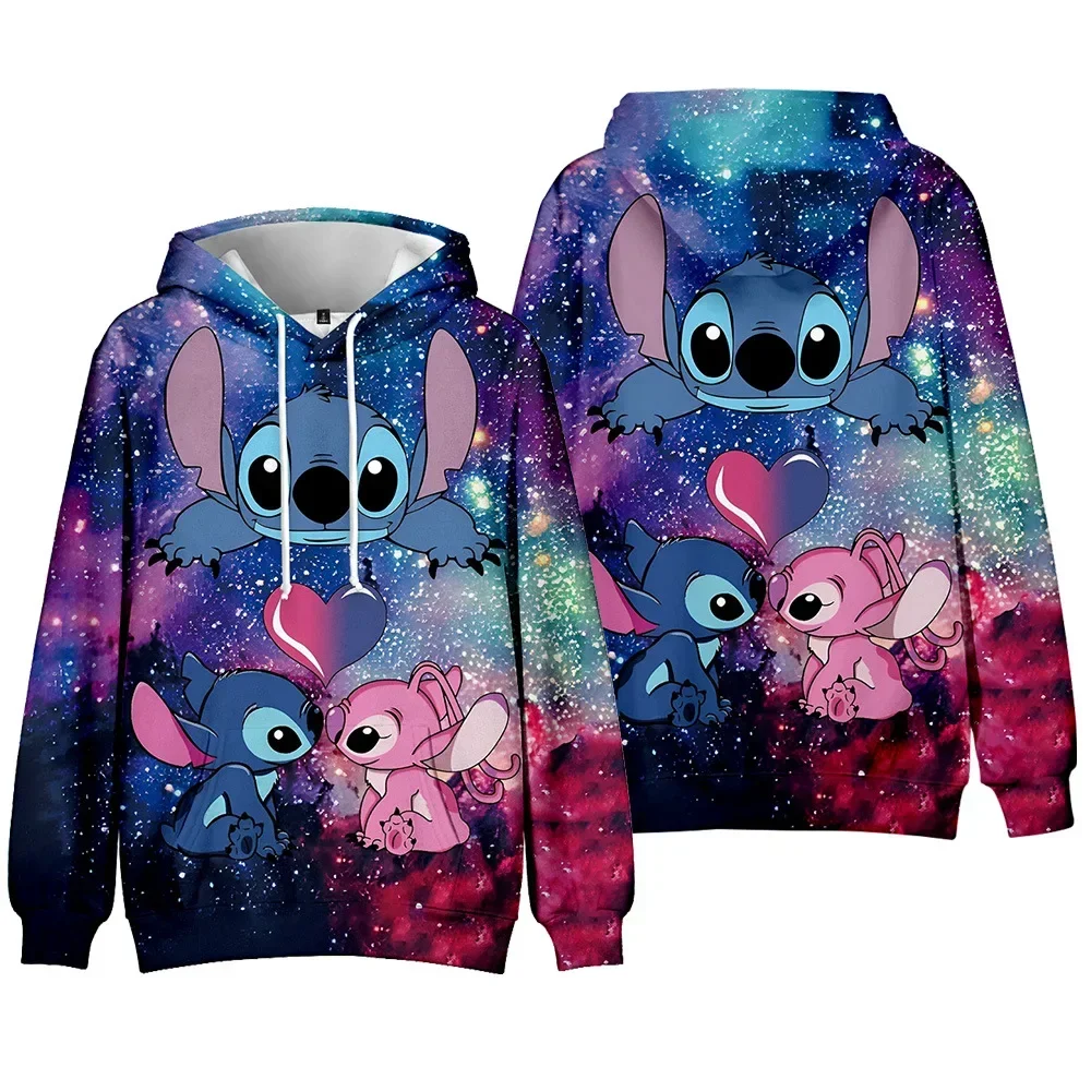 

MINISO Disney New Stitch Digital Printed Hooded Sweatshirt Hooded Pullover Fashion Sweatshirt Children's Clothing Best Gift