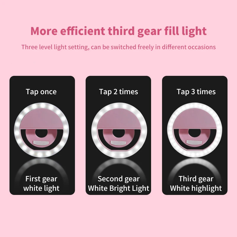 USB Charge LED Selfie Ring Light Mobile Phone Lens For Phone Selfie Light