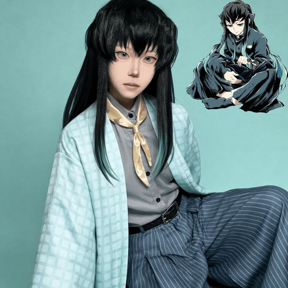 

Anime Character Tokitou Muichirou Cosplay Costume Full Set Slayer Wafuku Shoes Christmas Halloween Cos Convention Suit Men