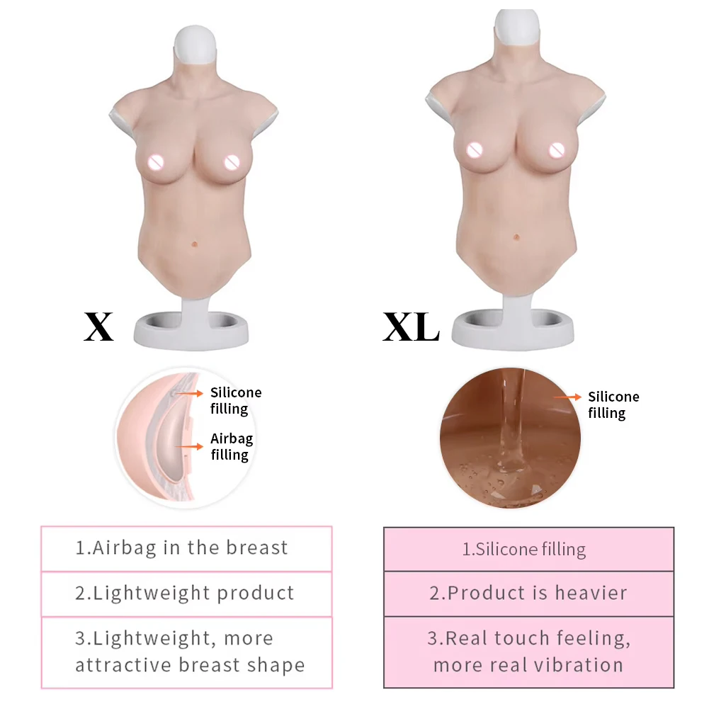 EYUNG 9th Crossdressing Fake Breasts Silicone Fake Breast Bodysuit Fake Boobs Shemale Breast Plates Artificial Halfbody Boobs