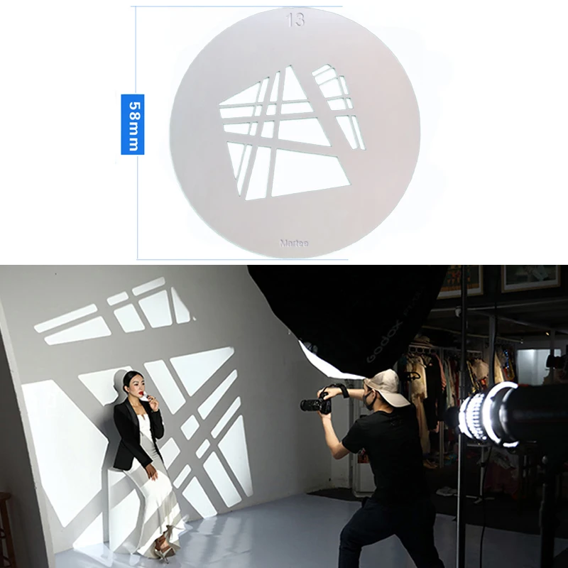 Fashion Photography with Gobos for Optical Snoot Spot Projector Art Special Effects Shaped Beam Light Cylinder and 58mm diameter