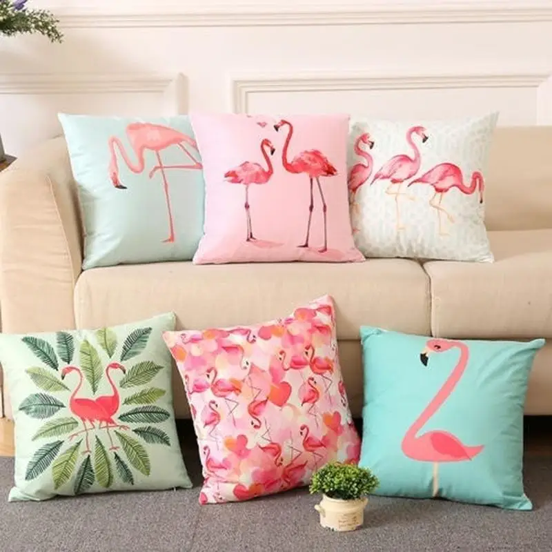 

Home Sofa Chair Decor Flamingo Pillowcase Throw Pillow Case Waist Cushion Covers