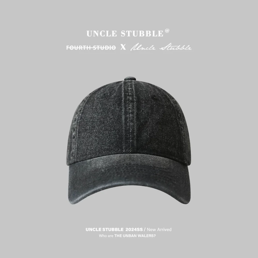 Retro and simple Feng Shui polished board denim baseball cap suitable for both men and women's daily casual wear combinations