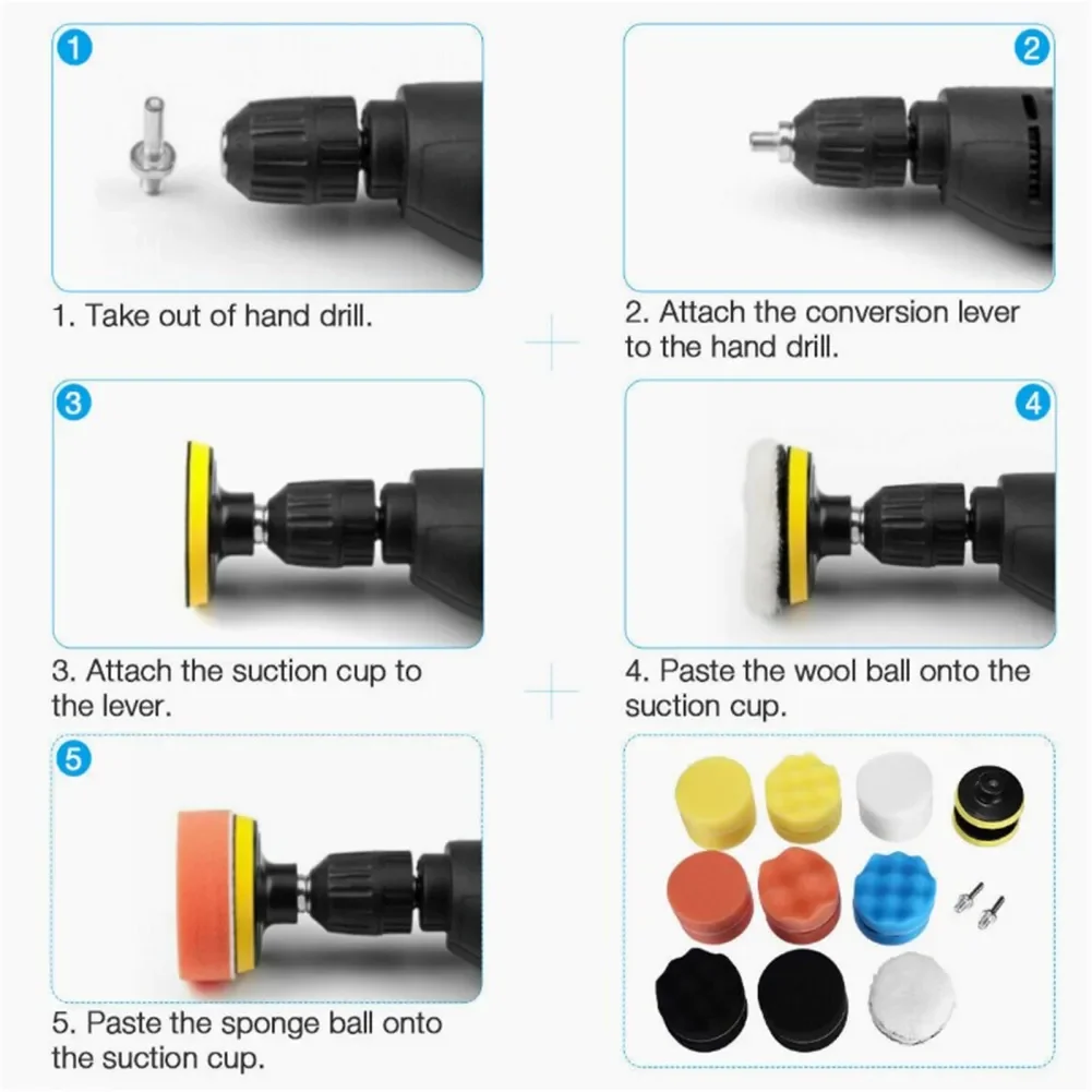 22pcs 3In/80 Mm Buffing Pads With Suction Cups Portable Self-adhesive Design Sponge Pads Power Tool Parts Accessories