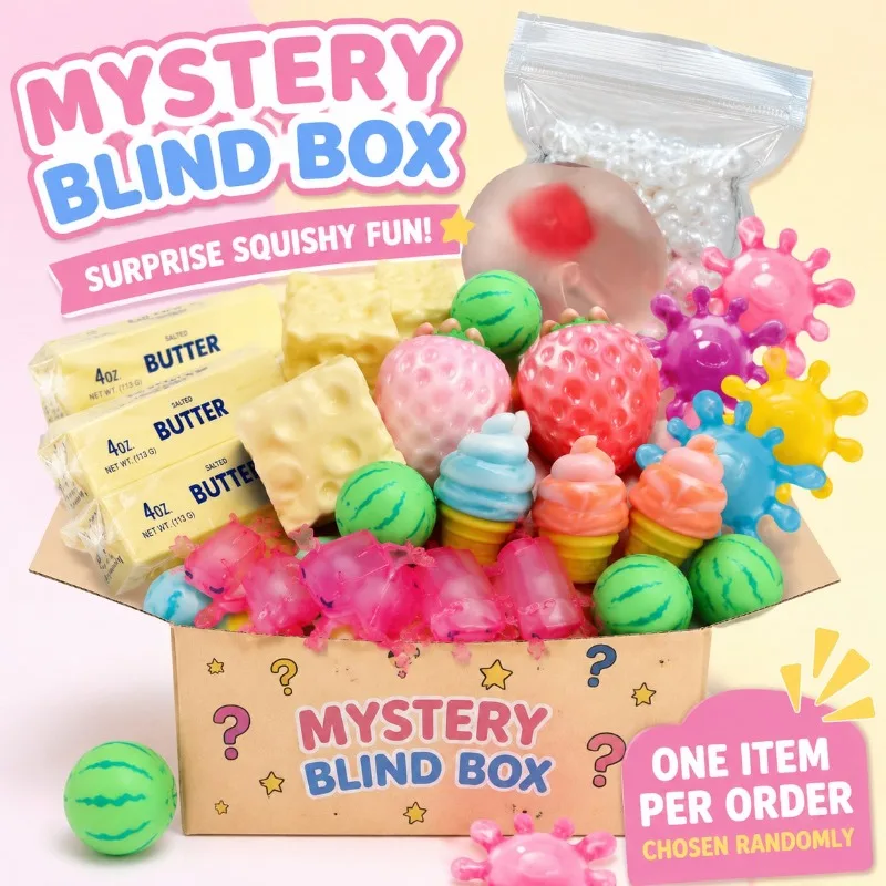 100+ style Novelty Mystery Gift Surprise Blind Box DrPepperrNeDoh Nice Cube Butter stick Squishy Squeeze Toy for Adults Gifts view 3
