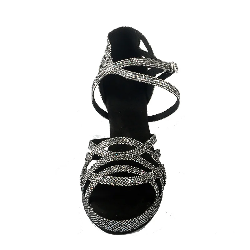 Wedopus 9CM chaussures de danse de salon plate-forme talon noir paillettes semelle en daim talons de danse chaussures de Salsa personnalisées