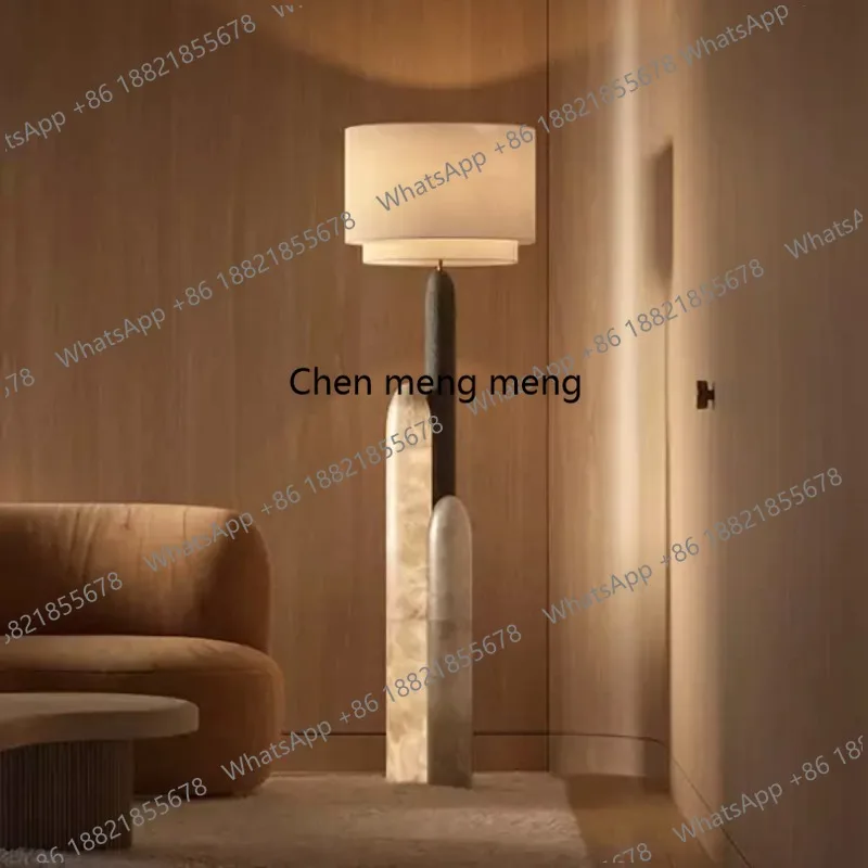 

Light luxury natural marble floor lamp New Chinese hotel villa living room bedroom floor lamp
