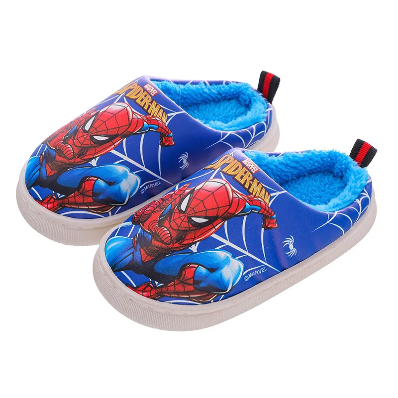 Spider Man Children\'s Cotton Slippers Provide Warmth in Winter And Are Plush Non Slip Indooors Plush Boy\' Shoes