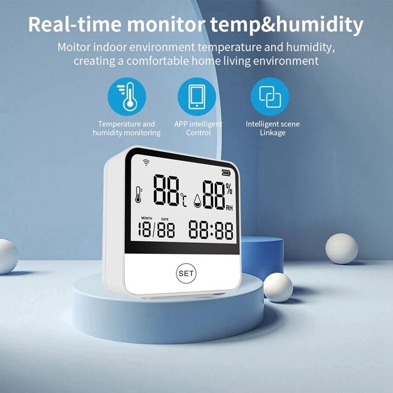 Tuya Smart WIFI Temperature And Humidity Sensor Indoor Hygrometer Thermometer With LCD Display Support Alexa Assistant Durable