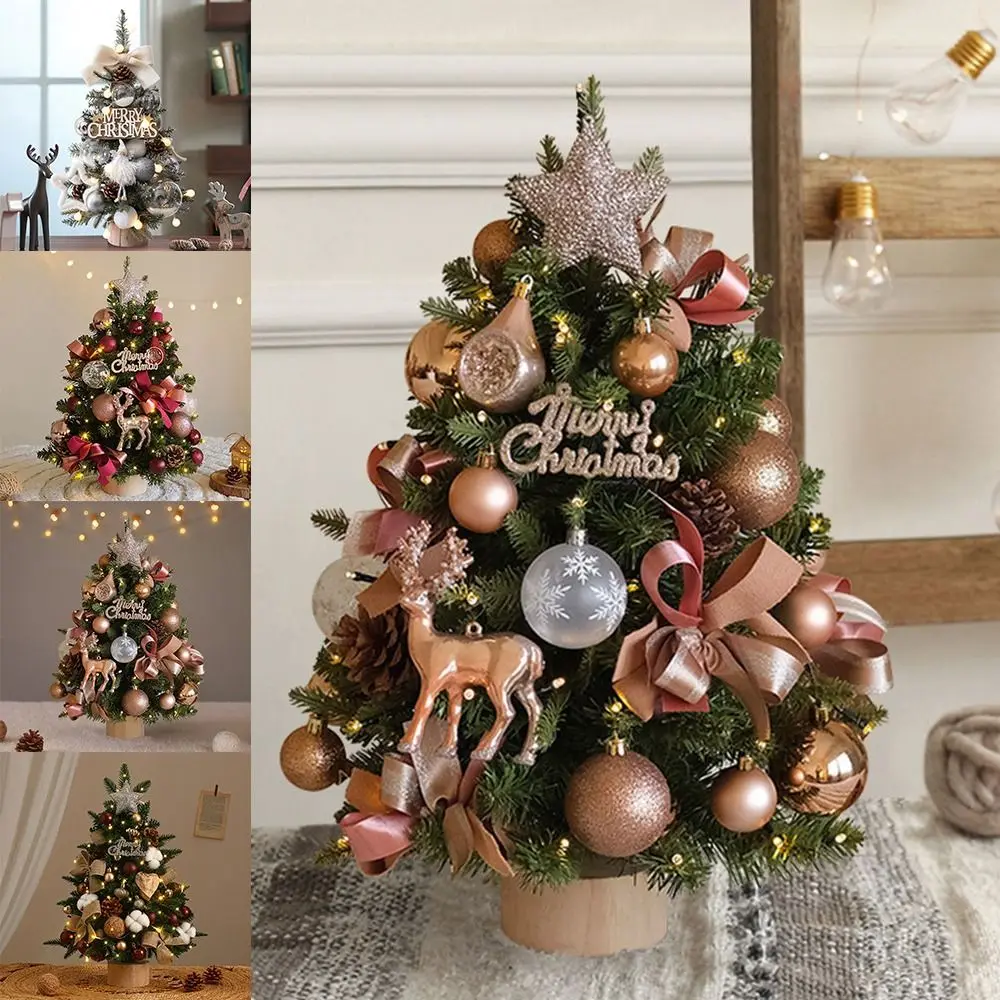 

45cm DIY Christmas Tree Kit With Light Angel Desktop Christmas Tree Artificial Pine Pine Branch Illuminated Christmas Tree