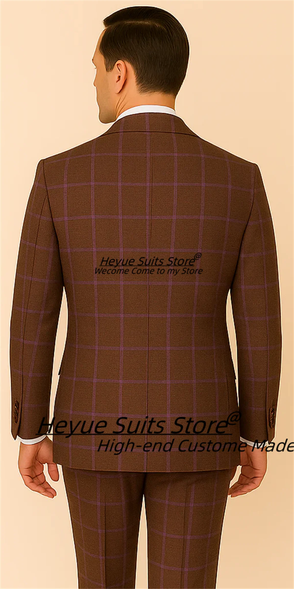 النمط الفرنسي الأعمال منقوشة مزدوجة الصدر العريس الزفاف البدلات الرسمية مخصصة سليم صالح الذروة التلبيب الرجال الدعاوى 2 قطعة مجموعات Ropa Hombre #3