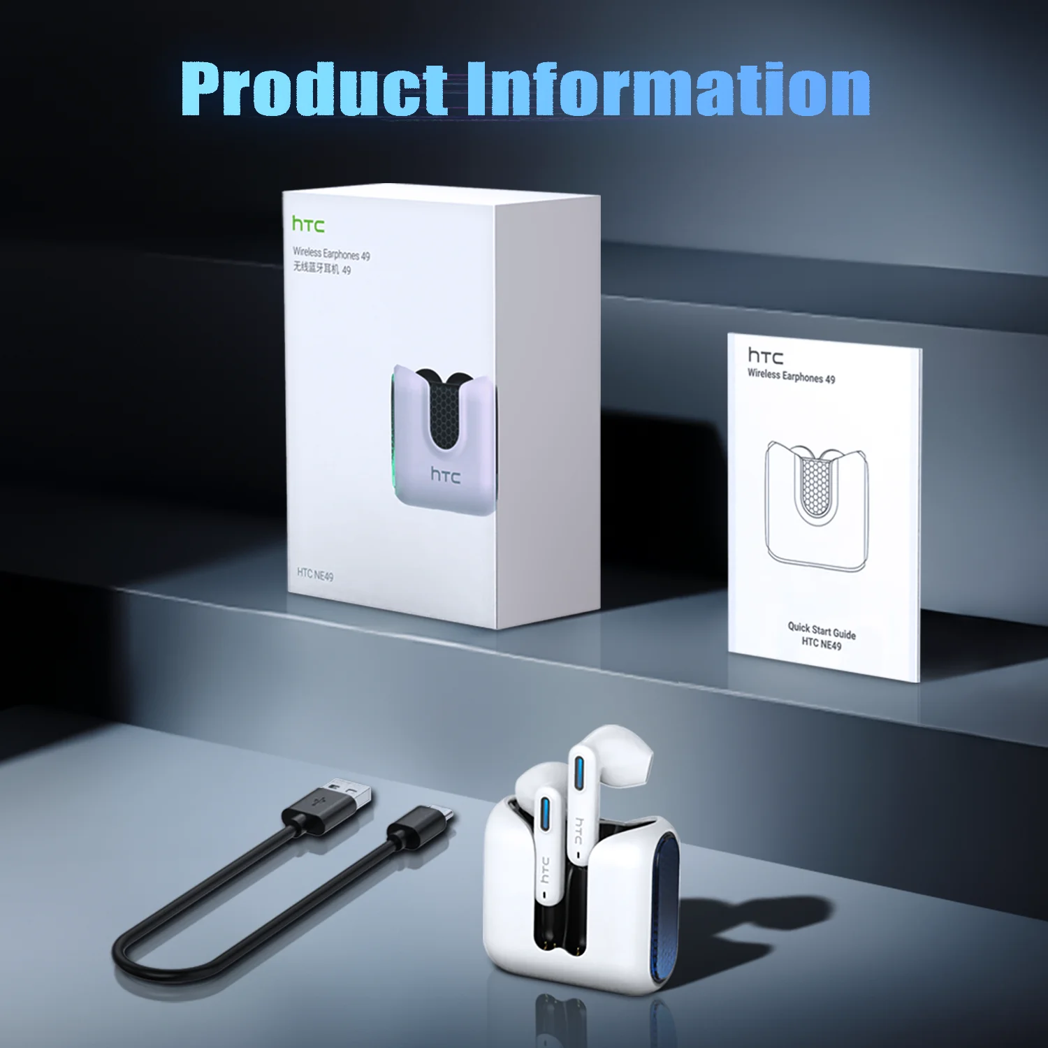 سماعات بلوتوث لاسلكية HTC سماعات ألعاب منخفضة الكمون USB-C تشغيل 30 ساعة سماعات أذن مريحة مع ميكروفون لإلغاء الضوضاء