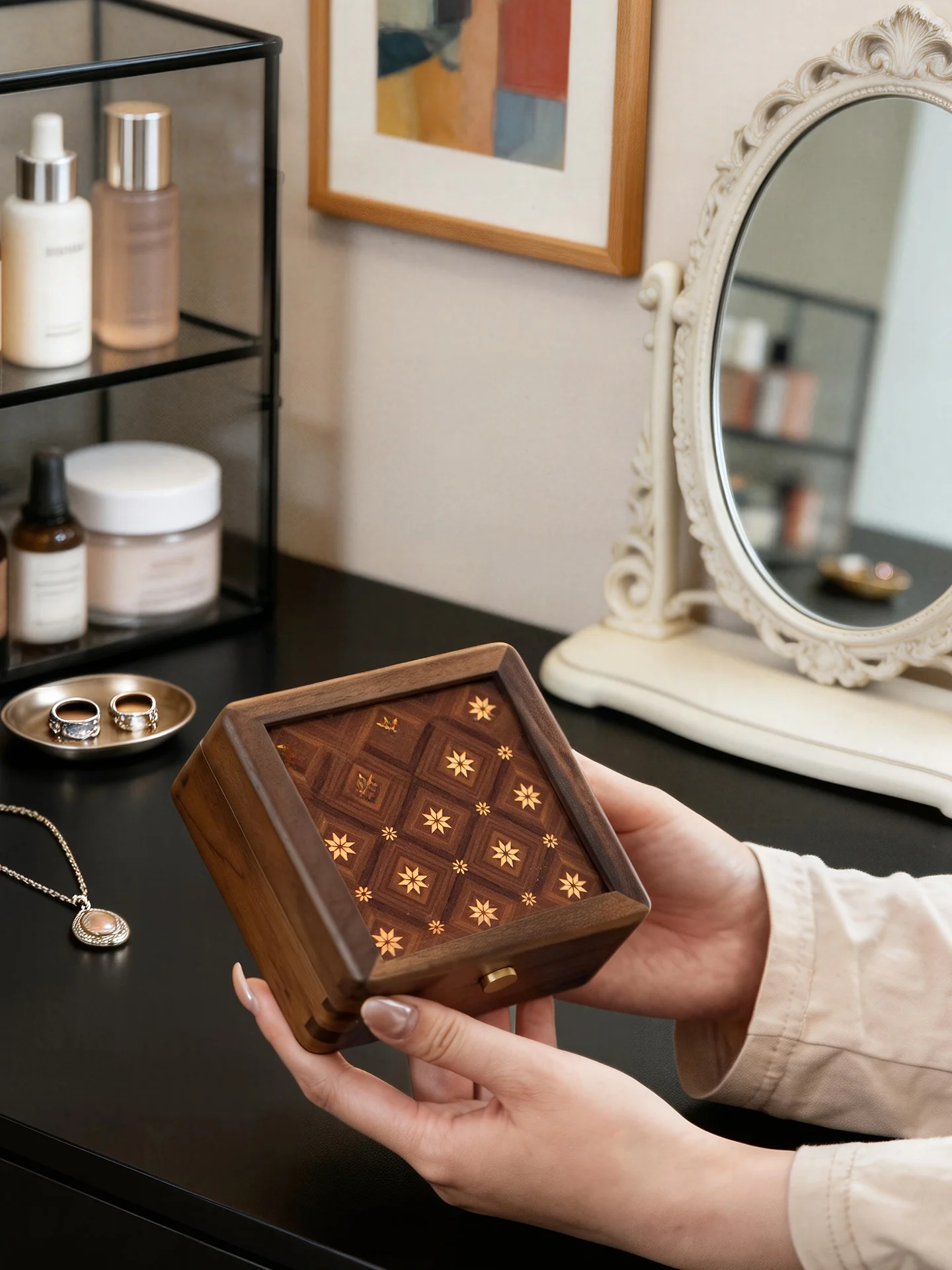 

Деревянная шкатулка для украшений в ретро-стиле для хранения золотых слитков и памятных монет, пылезащитный настольный органайзер