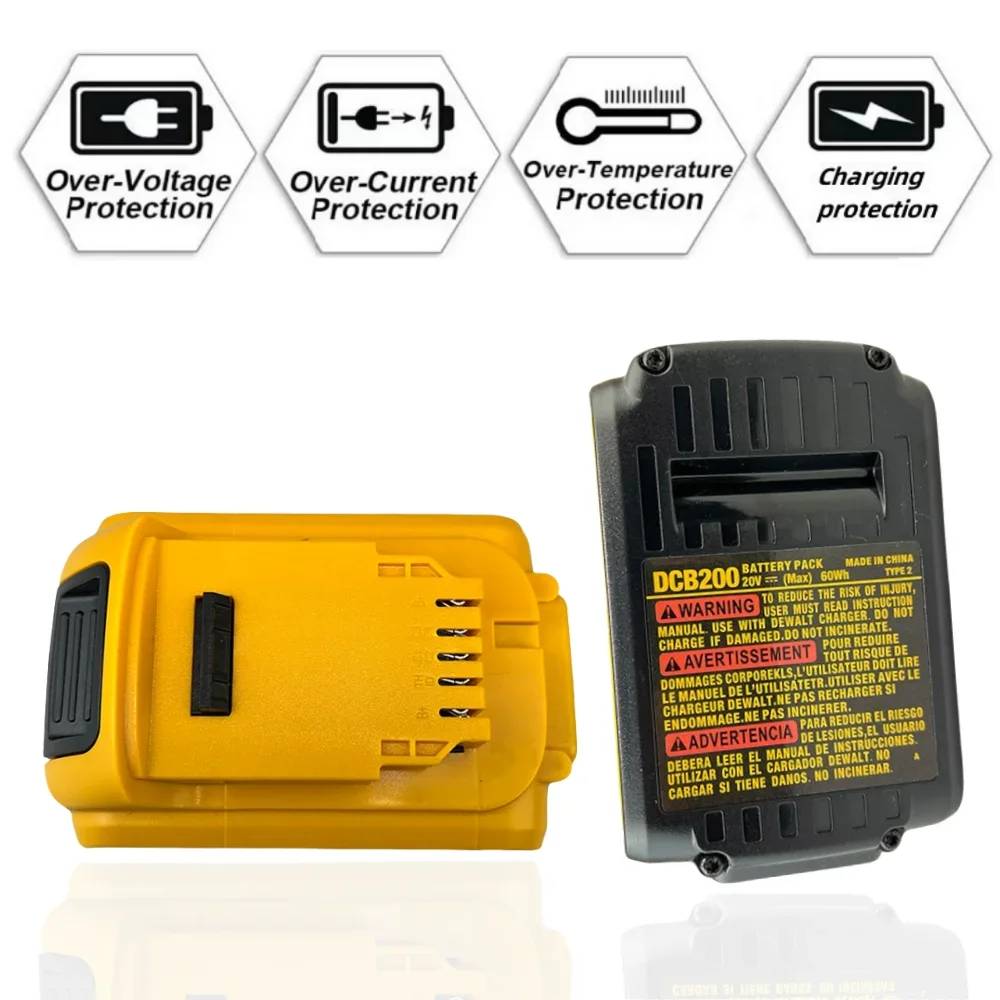 Do elektronarzędzi DeWalt 20V bateria 4000mAh akumulator litowo-jonowy zamiennik DCB200 DCB205 DCB206 DCB184 DCB201