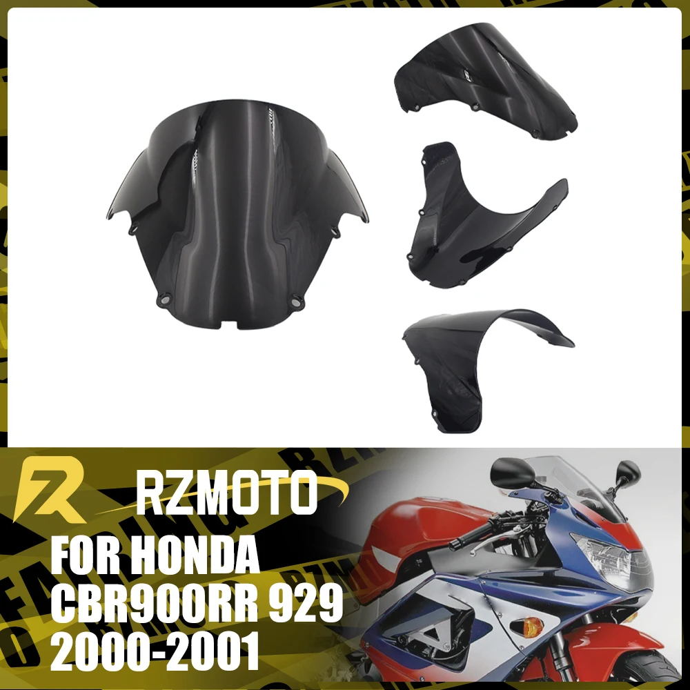 

Motorcycle Accessories Windshield For HONDA CBR900RR 929 2000-2001 Front Double Bubble Wind Deflector Windscreen Black
