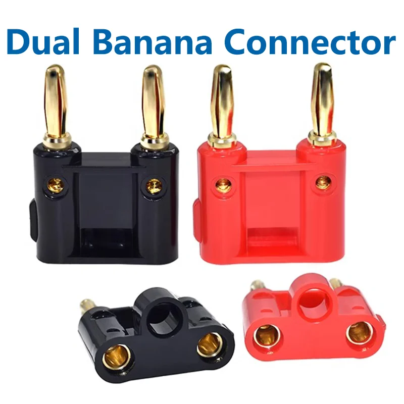 

8PCS/ 4MM Double Row Banana Plug Connector Twin Banana Terminal Couple Adapter Speaker Amplifier Plug Jack