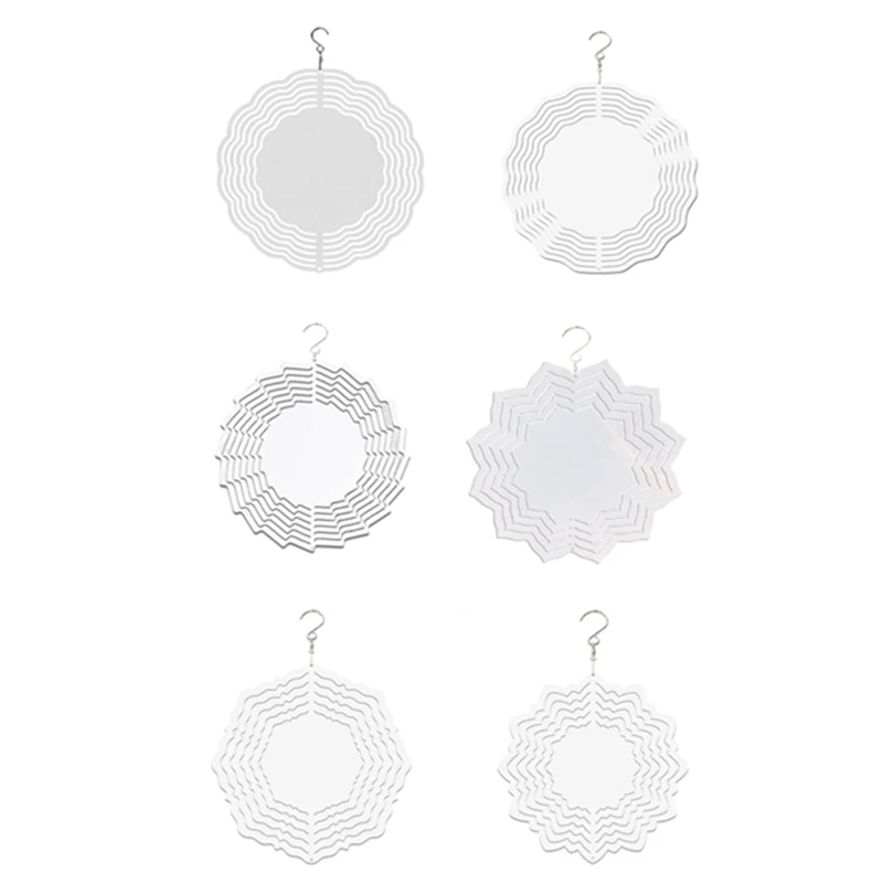 

6 Piece Wind Chime Turntable Wind Power White Coated Aluminum Plate Double-Sided Printing Heat Transfer
