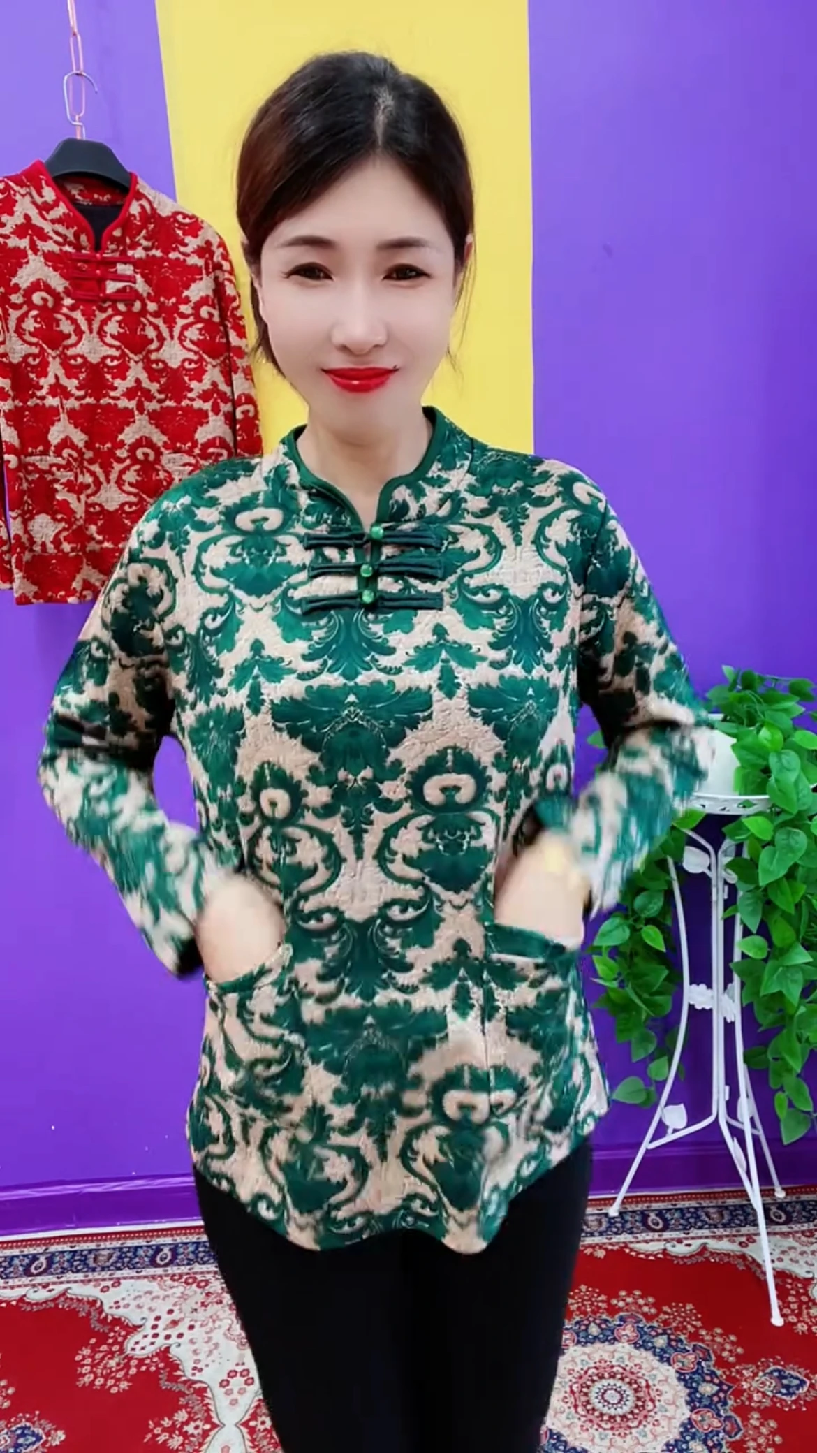 تطريز الأزهار طويل Sve Midi Dr زر حتى طبقة قاعدة Sle العرقية irt للنساء في منتصف العمر