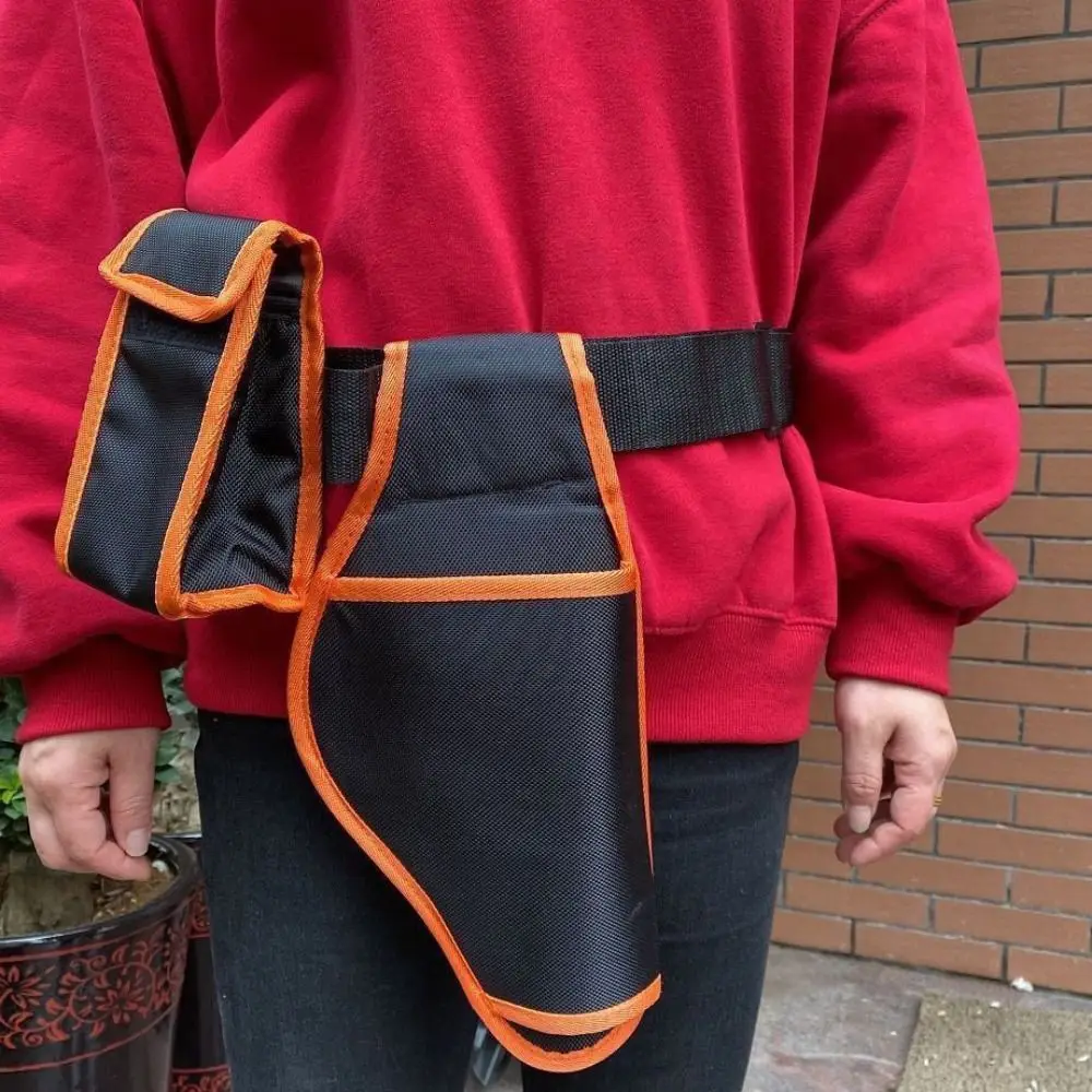 Scatola portaoggetti per batteria Borsa per cesoie da potatura elettrica Kit di attrezzi per cintura indossabile Borsa portaoggetti da giardino estetica nera e arancione