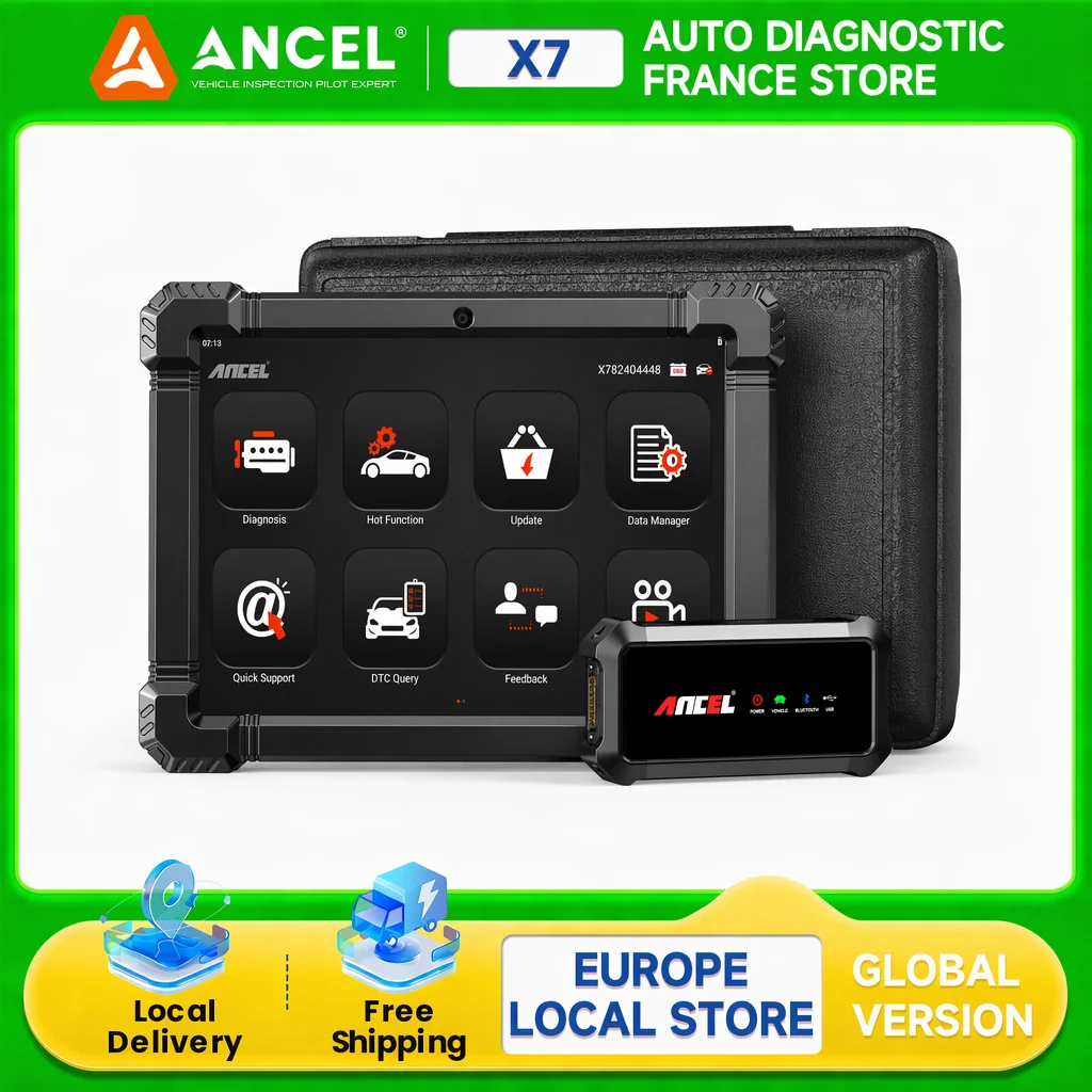 ANCEL X7 Scanner OBD2 – Outil de diagnostic automobile toutes fonctions avec test actif et plus de 10 fonctions de réinitialisation – Écran 10,1 pouces – Scanner de pannes automobile