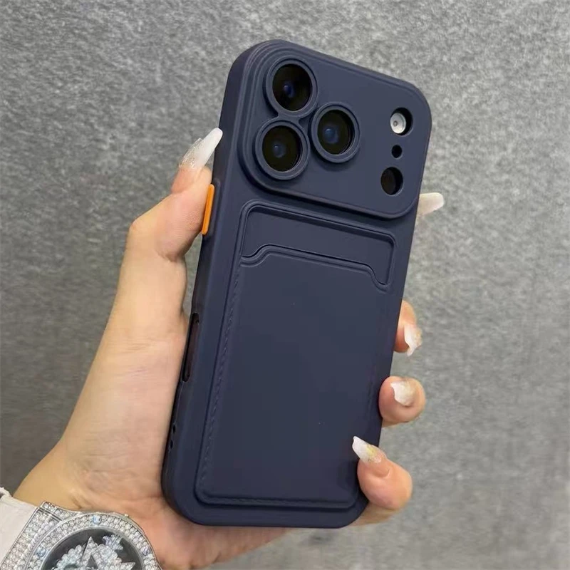 Kartenhalter-Slot-Brieftaschen-Telefonhülle für iPhone 17, Air 11, 12, 13, 14, 15 Plus, 16, 17 Pro Max, stoßfeste, weiche, matte Silikon-Rückseite – Detail 16
