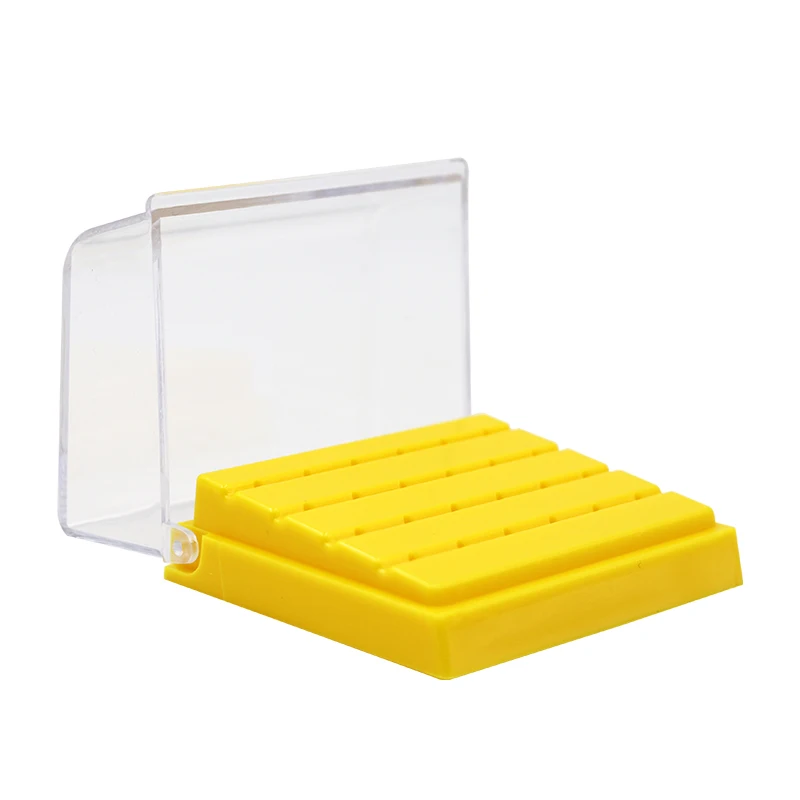 24 Holes Plastic Dental Bur Holder Disinfection Carbide Burs Block Drills Case Box Blue/White/Yellow for Dentist Lab Equipment