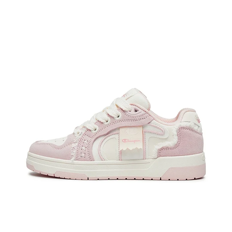 champion-synthetic-leather-low-top-skateboard-shoes-unisex-subtle-rose-red-milk-white