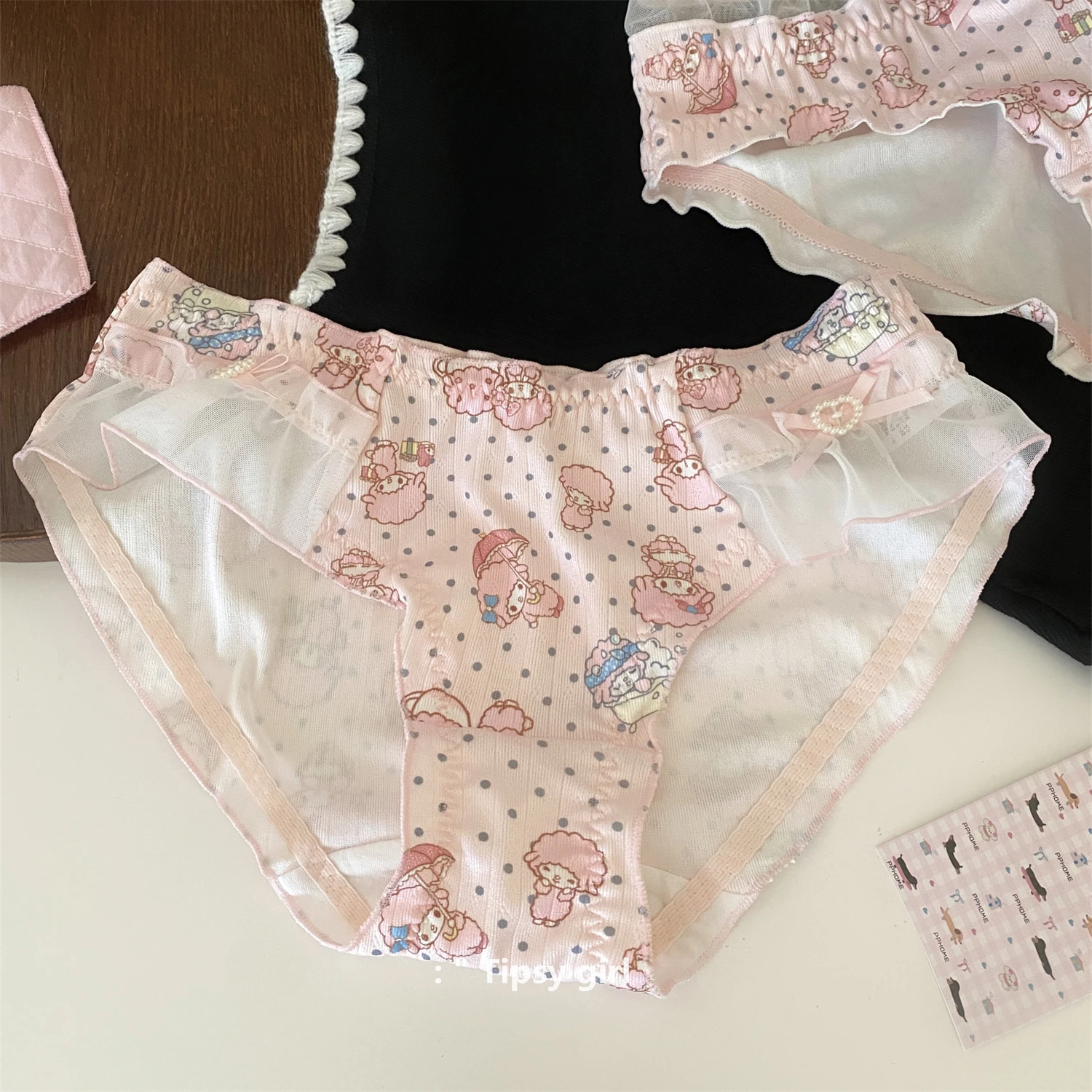 

Милые трусики в японском стиле Лолиты для девочек, милые сетчатые трусики из чистого хлопка с промежностью на талии, удобные трусики с героями мультфильмов для девочек